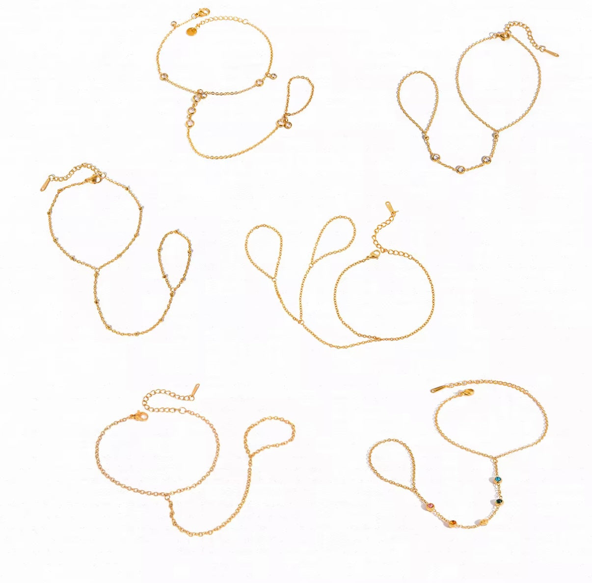 Celestial Butterfly Whisper 18K Gold Stainless Steel Pearl Finger Chain Minimalist Hand Chain