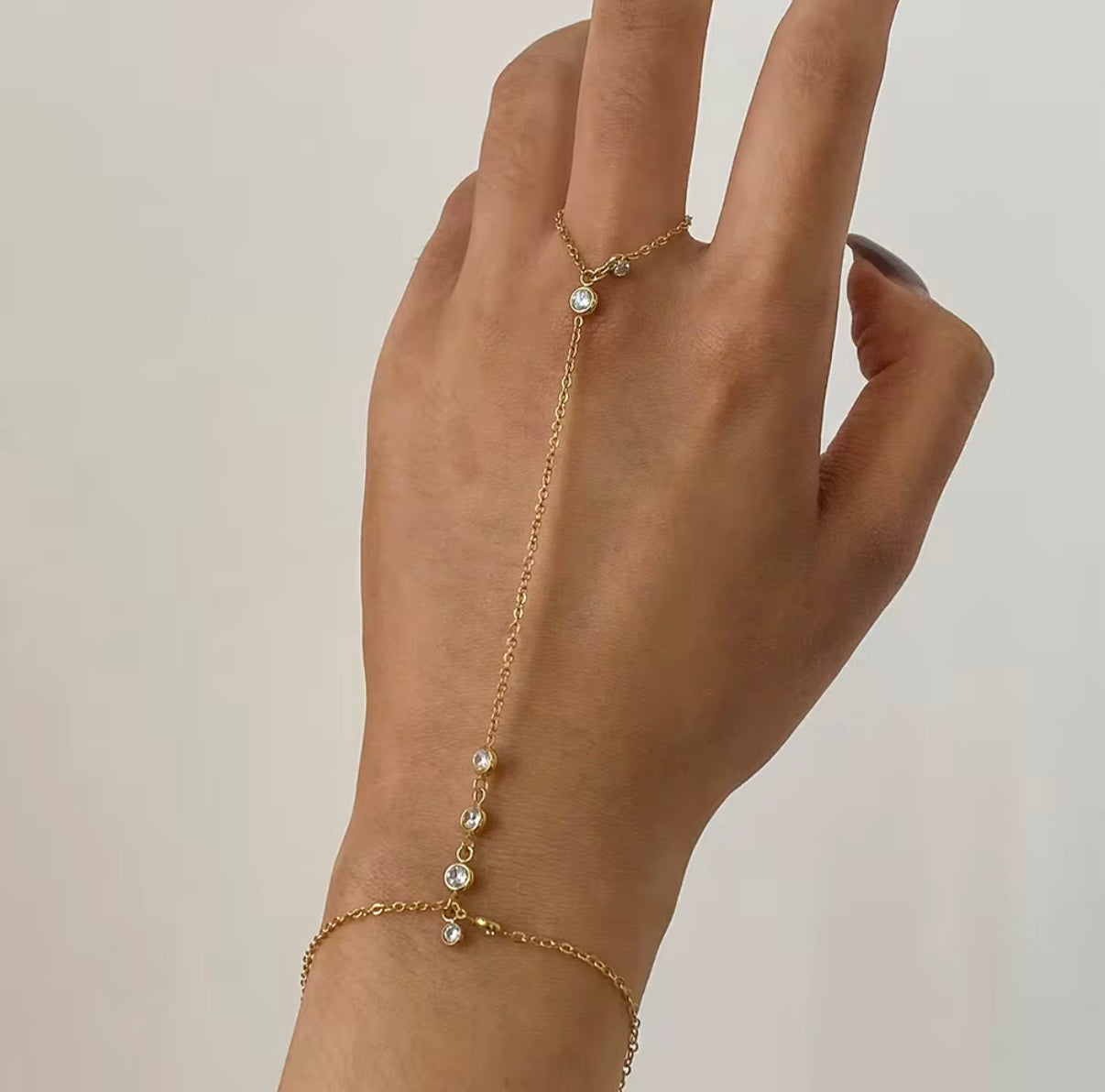 Celestial Butterfly Whisper 18K Gold Stainless Steel Pearl Finger Chain Minimalist Hand Chain