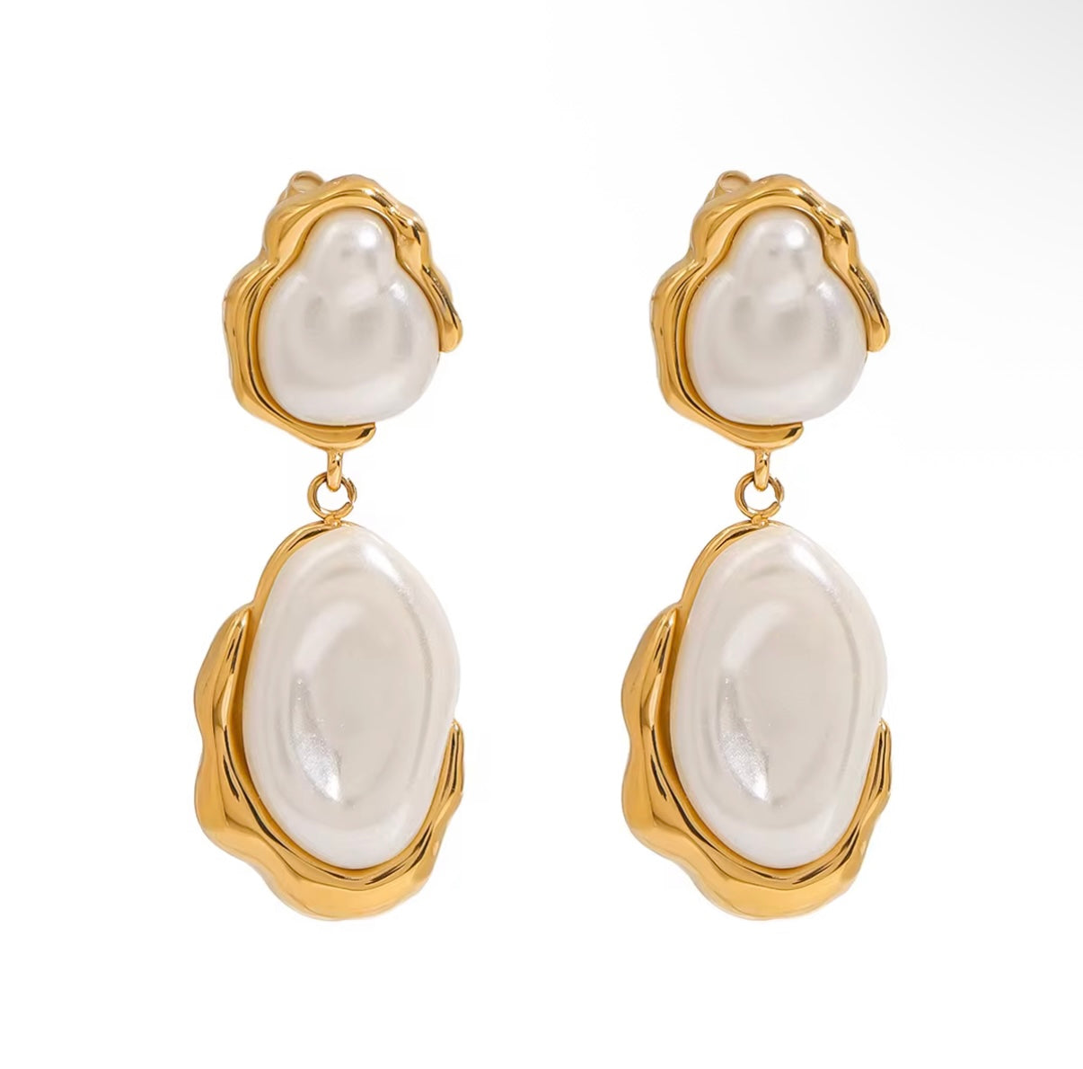 Unique Gold-Plated Vintage Palace Drop Earrings Women's Imitation Pearl Dangle Fashion